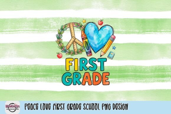Download Peace Love First Grade School PNG Design - Premium Resources