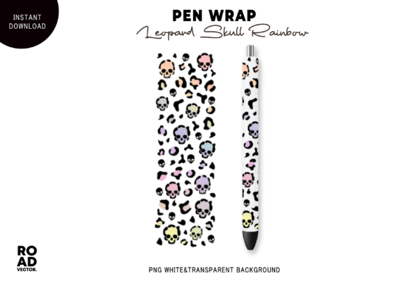 Download Rainbow Skull Leopard Pen Wrap - Leopard pen Collection