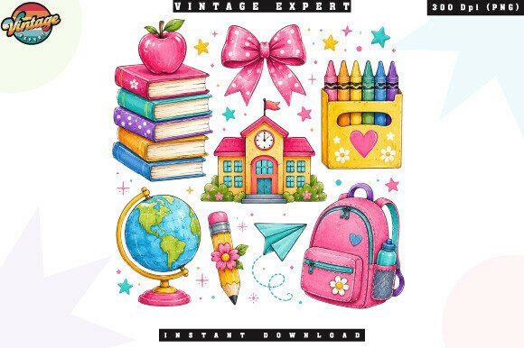 Download Back to School Supplies Bundle PNG - School supplies Collection