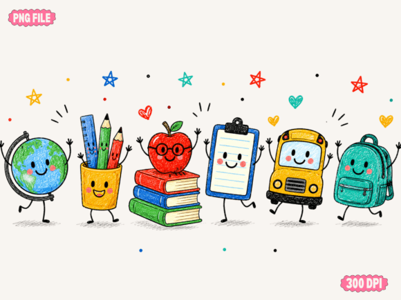Download Cute School Supplies Character Clipart, - School supplies Collection