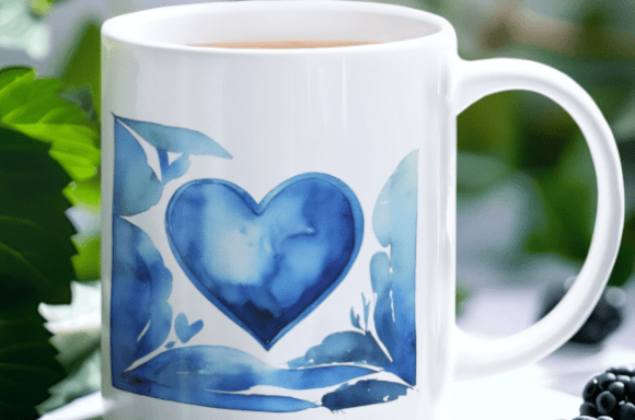 Download Blue Watercolor Heart Illustration - Blue watercolor heart Collection