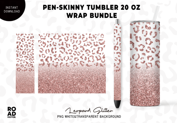 Download Rose Glitter Leopard Pen &amp; Tumbler Wrap - Leopard pen Collection