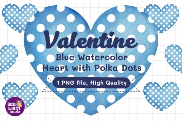 Download Valentine Blue Watercolor Heart Polkadot - Blue watercolor heart Collection